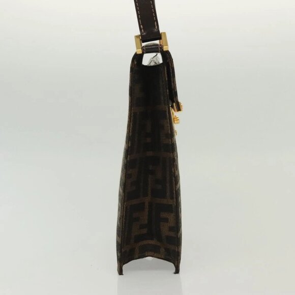 FENDI Zucca Canvas Shoulder Bag Black Brown Auth 129768 - Picture 6 of 16